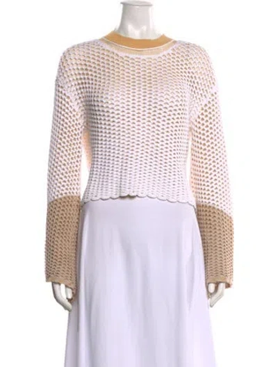 Pre-owned Chloé Colorblock Pattern Crew Neck Top In Neutral