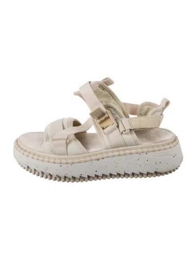 Pre-owned Chloé Colorblock Pattern Cutout Accent Espadrilles In Neutral