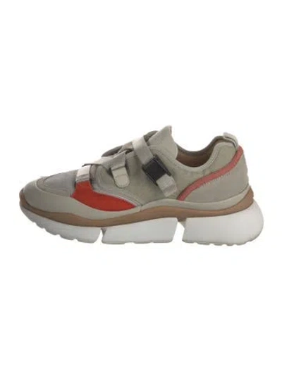 Pre-owned Chloé Colorblock Pattern Mesh Accents Athletic Sneakers In Neutral