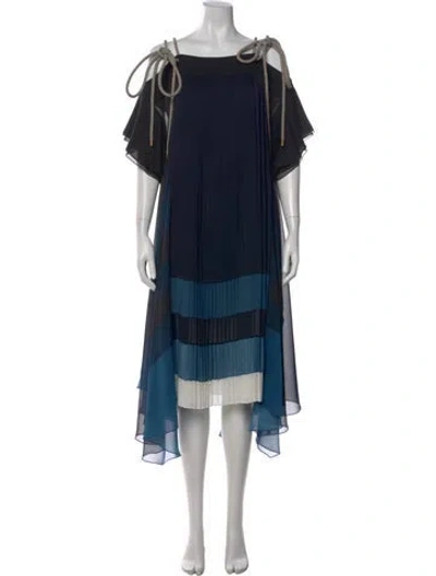 Pre-owned Chloé Colorblock Pattern Midi Length Dress In Black
