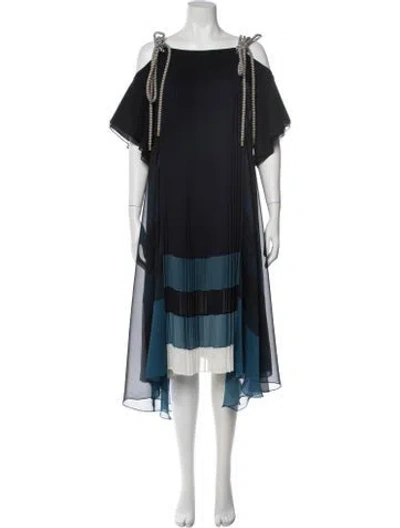 Pre-owned Chloé Colorblock Pattern Midi Length Dress In Black
