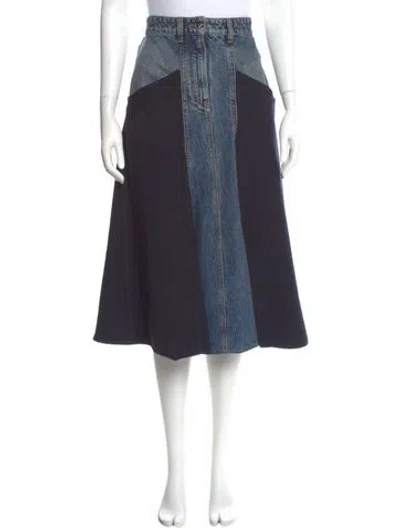 Pre-owned Chloé Colorblock Pattern Midi Length Skirt In Blue