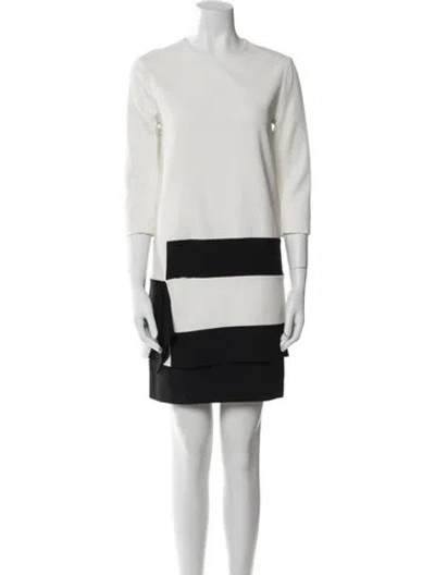 Pre-owned Chloé Colorblock Pattern Mini Dress In White