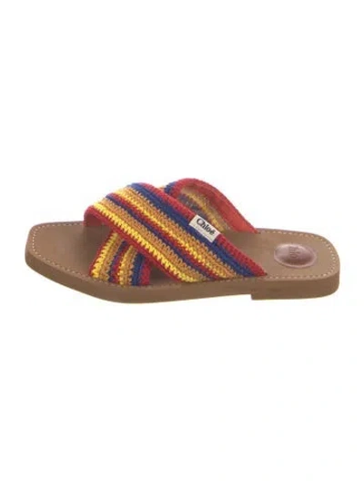 Pre-owned Chloé Colorblock Pattern Slides In Neutral