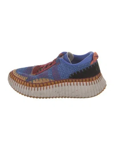 Pre-owned Chloé Colorblock Pattern Sneakers In Blue