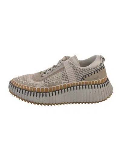 Pre-owned Chloé Colorblock Pattern Sneakers In Neutral