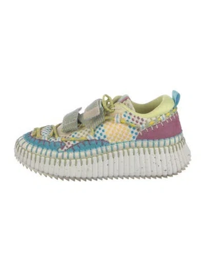 Pre-owned Chloé Colorblock Pattern Sneakers In White