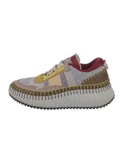 Pre-owned Chloé Colorblock Pattern Sneakers In White