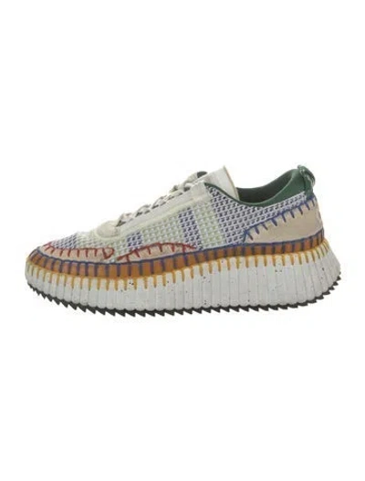 Pre-owned Chloé Colorblock Pattern Sneakers In White