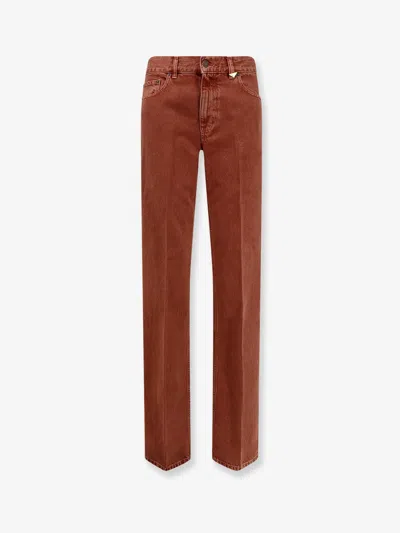 Chloé High Waist Denim Jeans Regular Fit In Brown
