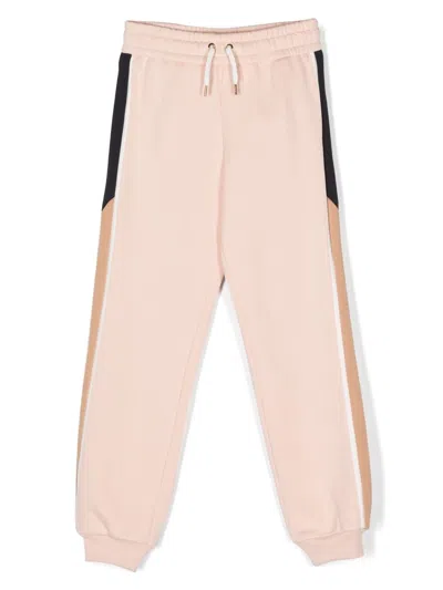 Chloé Kids' Colour-block Cotton Track Pants In K Antique Pink