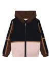 Chloé Colour-block Hooded Cardigan In ブラウン
