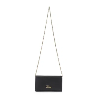 CHLOÉ CHLOÉ COMPACT BLACK BUFFALO LEATHER SHOULDER BAG
