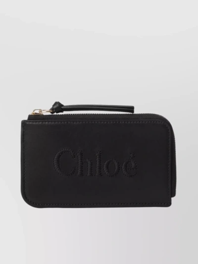 Chloé Compact Textured Small Purse In Black