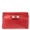 CHLOÉ CORAL LEATHER BOW CLUTCH
