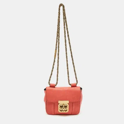Pre-owned Chloé Coral Pink Leather Mini Elsie Crossbody Bag