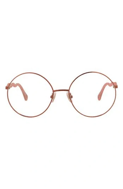Chloé Core 53mm Round Optical Glasses In Brown Pink Transparent
