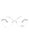 Chloé Core 53mm Round Optical Glasses In Silver Green Transparent