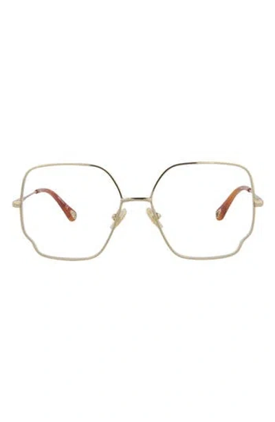 Chloé Core 57mm Square Optical Glasses In Gold Transparent
