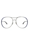 Chloé Core 58mm Aviator Optical Glasses In Blue Blue Transparent