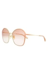 Chloé Core 61mm Round Sunglasses In Orange