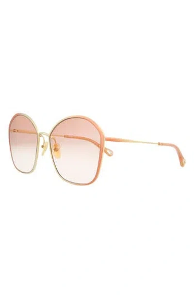 Chloé Core 61mm Round Sunglasses In Orange