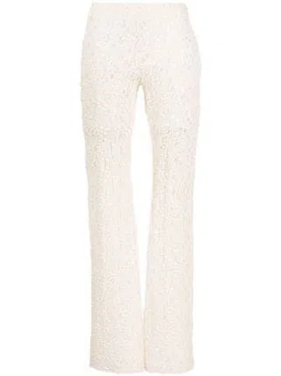 Chloé Cork Cotton Blend Nude & Neutral Pants For Women In White