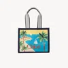 Chloé Printed Leather-trimmed Canvas Shoulder Bag In Blue