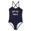 Chloé Logo-print Swimsuit In Blue