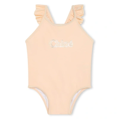 Chloé Babies' Costume Intero Con Stampa In Pink