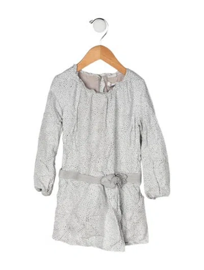 Pre-owned Chloé Babies' Cotton All Over Print Dress In Grey/white