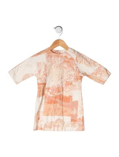 Pre-owned Chloé Babies' Cotton All Over Print Dress In Neutrals/orange
