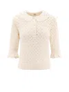 Chloé Polo Shirt With Lace Collar And Perforated Design In Multi