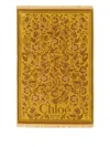 Chloé Cotton Toweling Scarf With Floral Jacquard Motif In Yellow