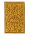 Chloé Cotton Toweling Scarf With Floral Jacquard Motif In Yellow
