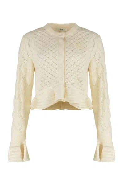 Chloé Cotton Blend Cardigan In Green