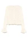 Chloé Latte-colored Crochet Cardigan In Cotton Blend In Neutral