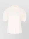 Chloé Cotton Blouse With Embroidered Patterns And Puff Sleeves In Neutrals