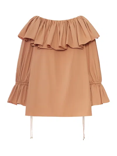 CHLOÉ COTTON BLOUSE WITH RUFFLES