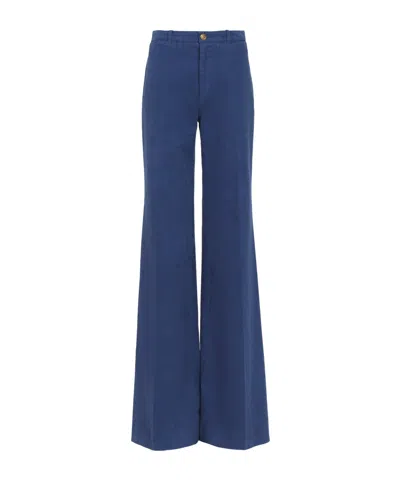 Chloé Cotton Canvas Bell Bottoms In Blue