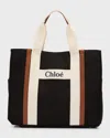 Chloé Cotton Canvas Logo Changing Bag In Orange
