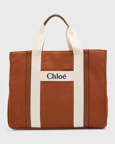 Chloé Cotton Canvas Logo Changing Bag In Crimson