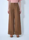 Chloé High-rise And Wide-leg Cotton Canvas Trousers Clothing In Brown