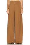 Chloé Cotton Canvas Wide Leg Pant In Gold