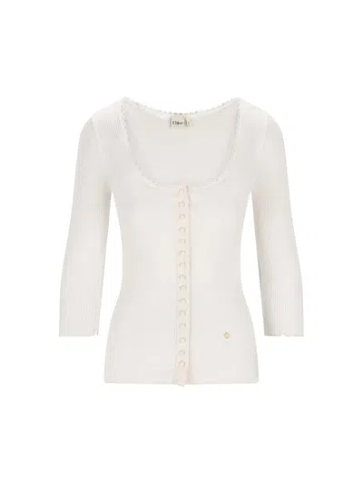 Chloé Cotton Cardigan In White