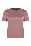 Chloé Cotton Crew-neck T-shirt In Pink