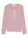 Chloé Fitted Henley Cotton Jersey Shirt Clothing In Pink