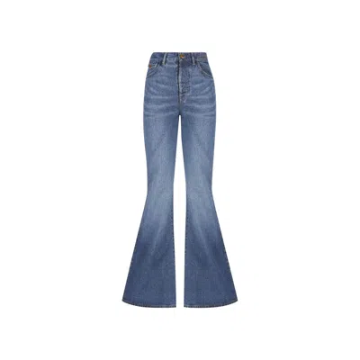 Chloé Cotton Denim Flared Jeans In Blue