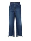 Chloé Cropped Distressed High-rise Wide-leg Jeans In Denim