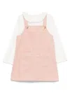 Chloé Girl's Ribbed Overall Dress & Bodysuit Set In Pink